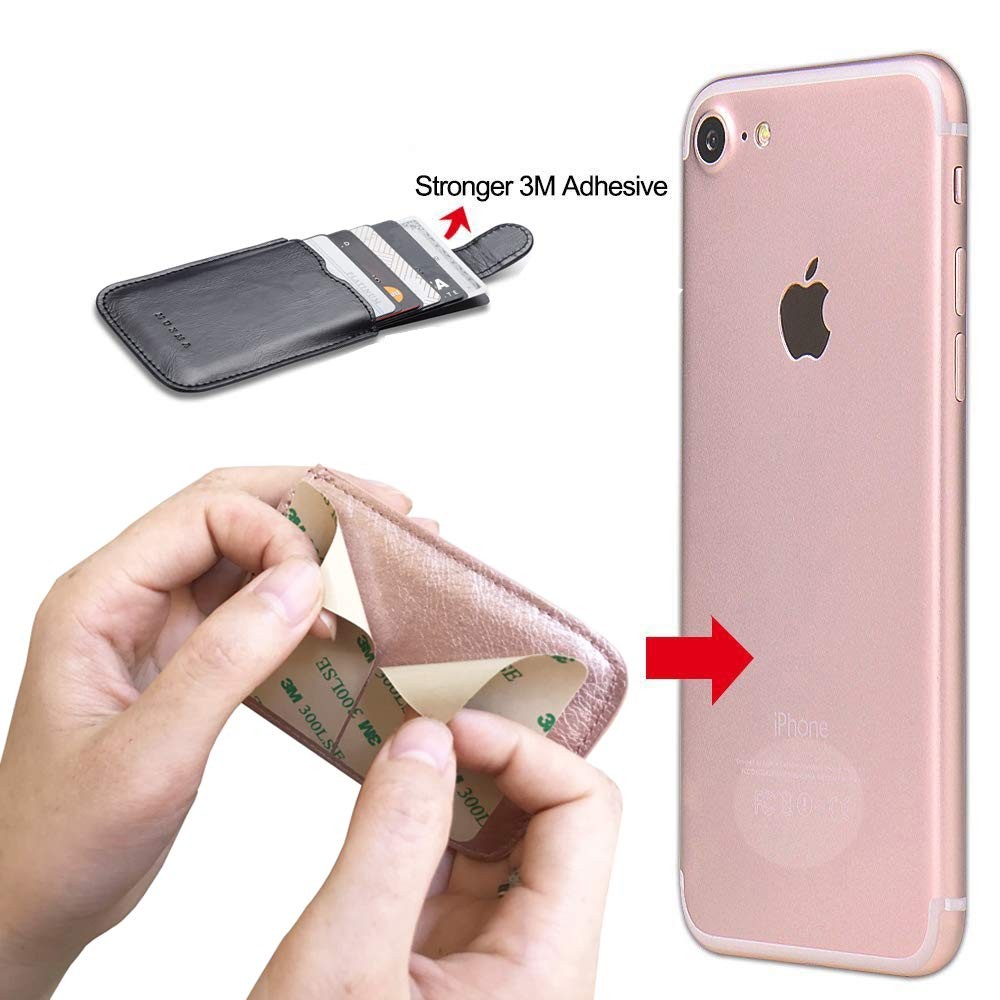 Phone Card Holder RFID Blocking Sleeve, Pu Leather Back Wallet Black