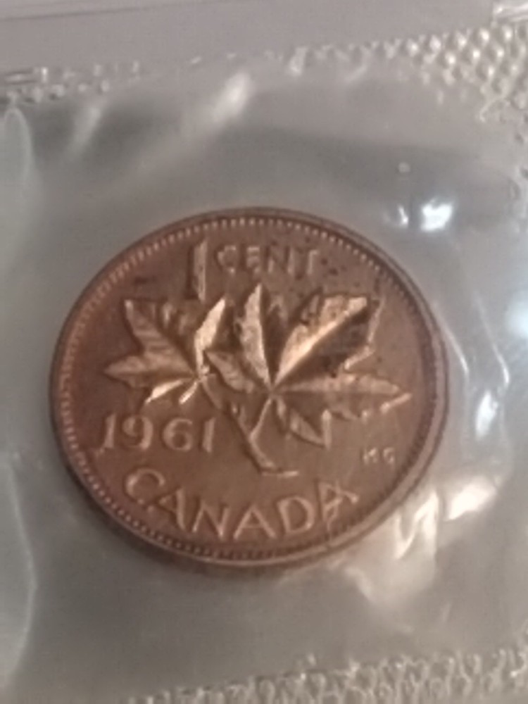 1961 CANADA, 1 CENT, PROOF-LIKE (P/L) IN MINT CELLO,