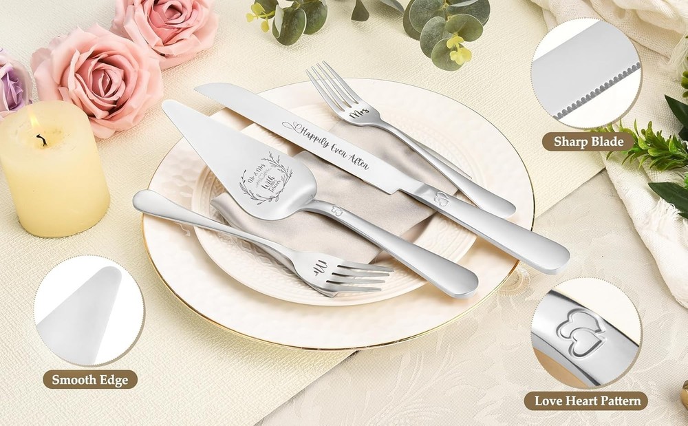 Wedding Cake Knife and Server Set, Heavy Duty Cake Cutting Set for Wedding, E...