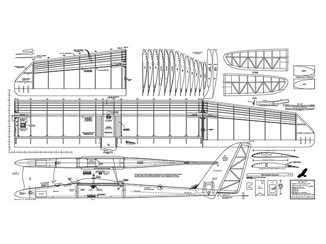 Easy Eagle 3ch Glider 78" Wingspan RC Model Airplane Printed Plans & Templates