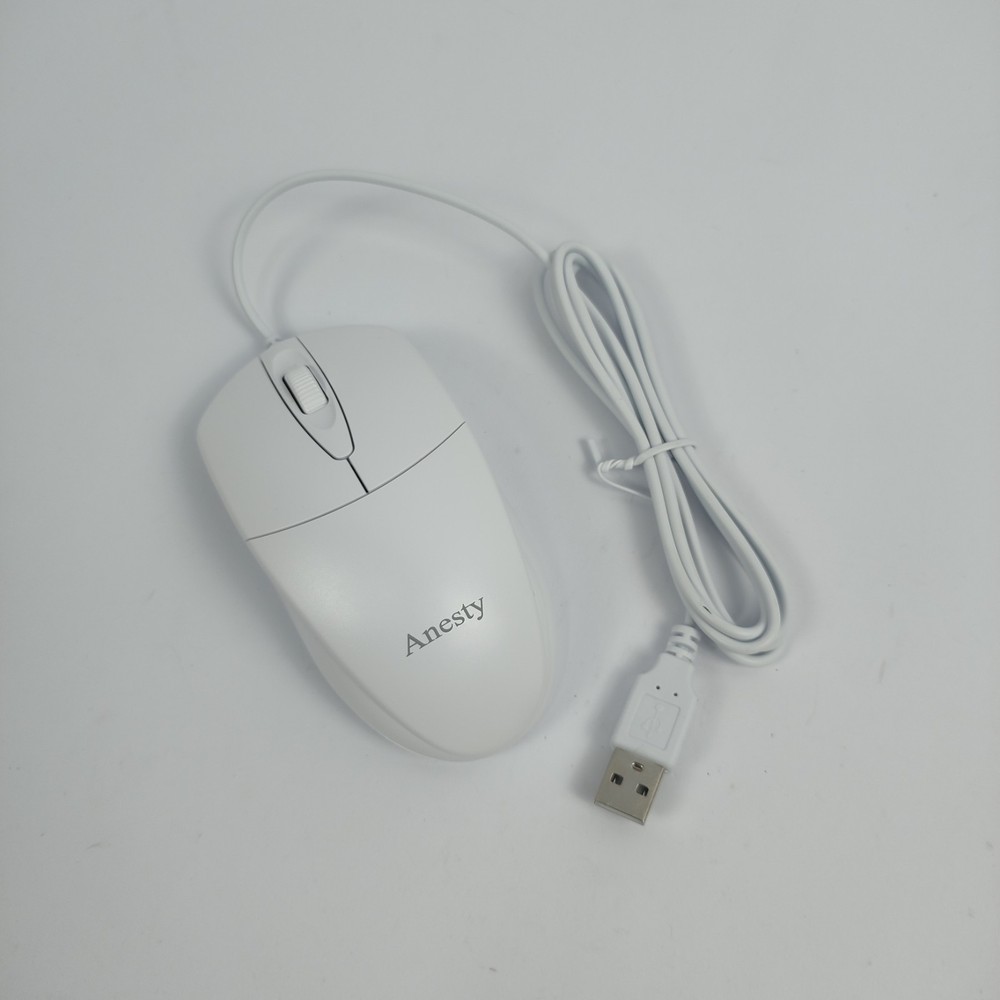 Anesty Wired Computer Mouse Computer Peripherals, USB Mouse with 1000 DPI, White