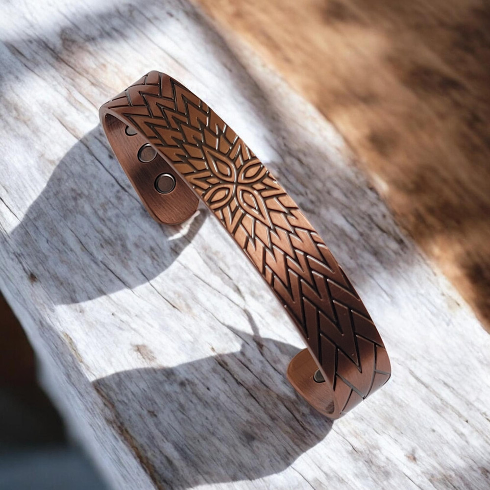 Artisan Pure Solid Copper Magnetic Bracelet Arthritis Pain Therapy Cuff Bangle