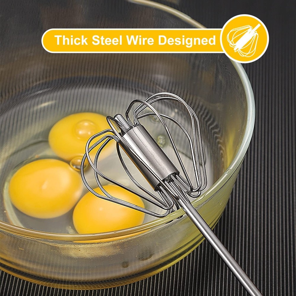 Egg Whisk,2 Pack Stainless Steel Home Kitchen Tool, Hand Easy Whisk Egg Beate...
