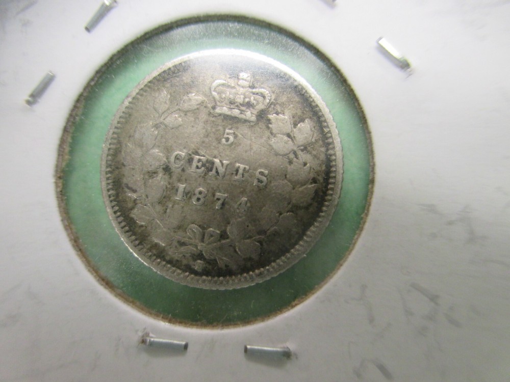 Canada 5 Cents Silver Fine 1874