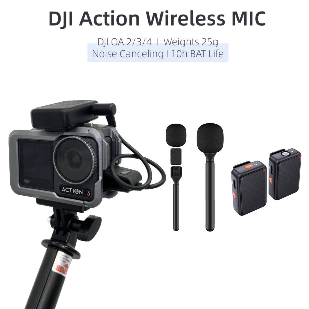Camera Wireless Microphone External / Handheld Stick For DJI OSMO ACTION 4/3/2