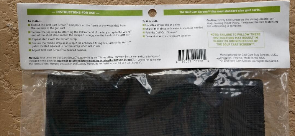 Full Screen or Half Screen Golf Cart Screen - Keep Bugs Away While You Play