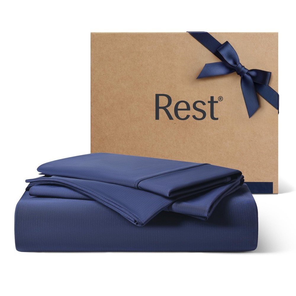 REST® Evercool®+ Starter Sheet Set, Queen, Blue, Breathable Bed She...