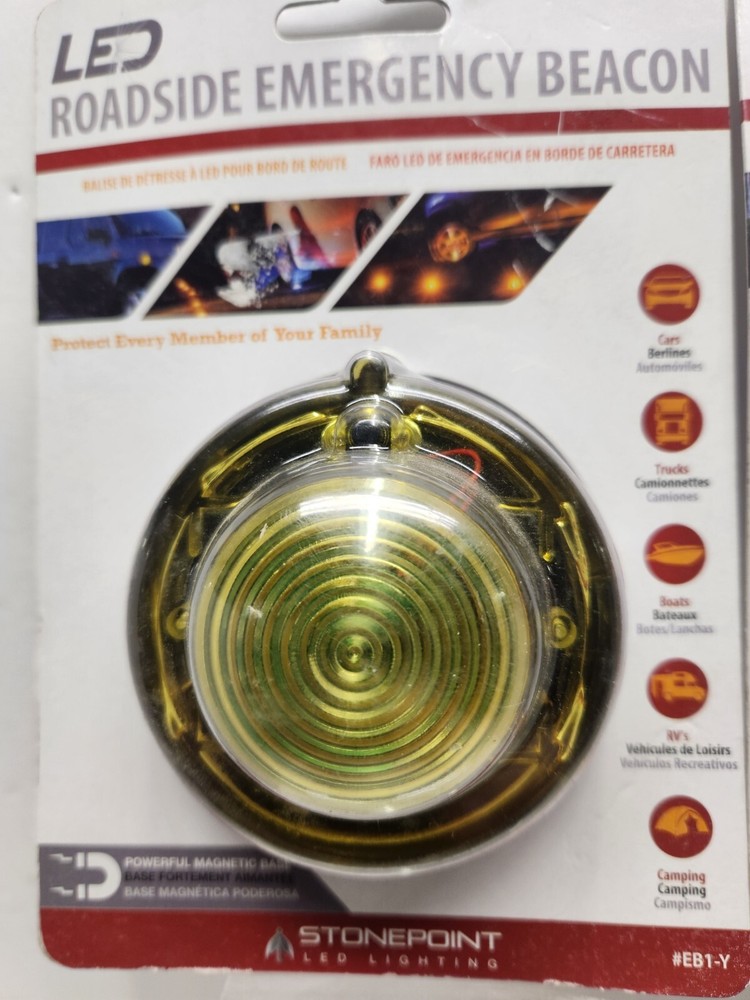 LED Roadside Emergency Magnetic Beacon -2 Modes Flash & Steady-EB1-Y