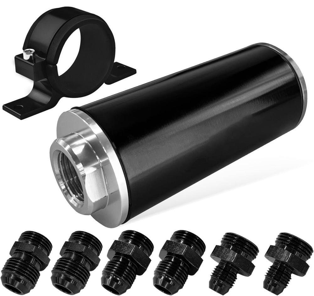 High Flow 100 Micron Inline Fuel Filter Cleanable AN6 AN8 AN10 Adapter Fitting
