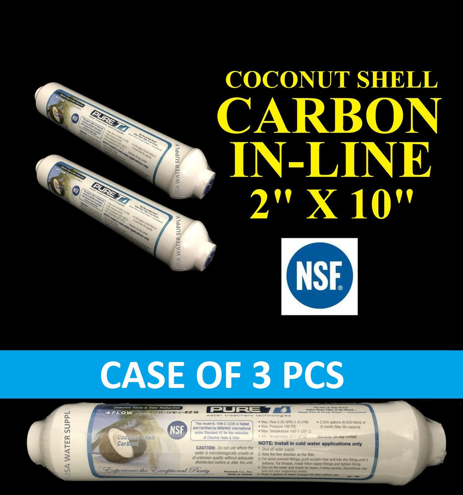 Post Inline Carbon GAC Water Filter for Reverse Osmosis RO Systems / 3 PC