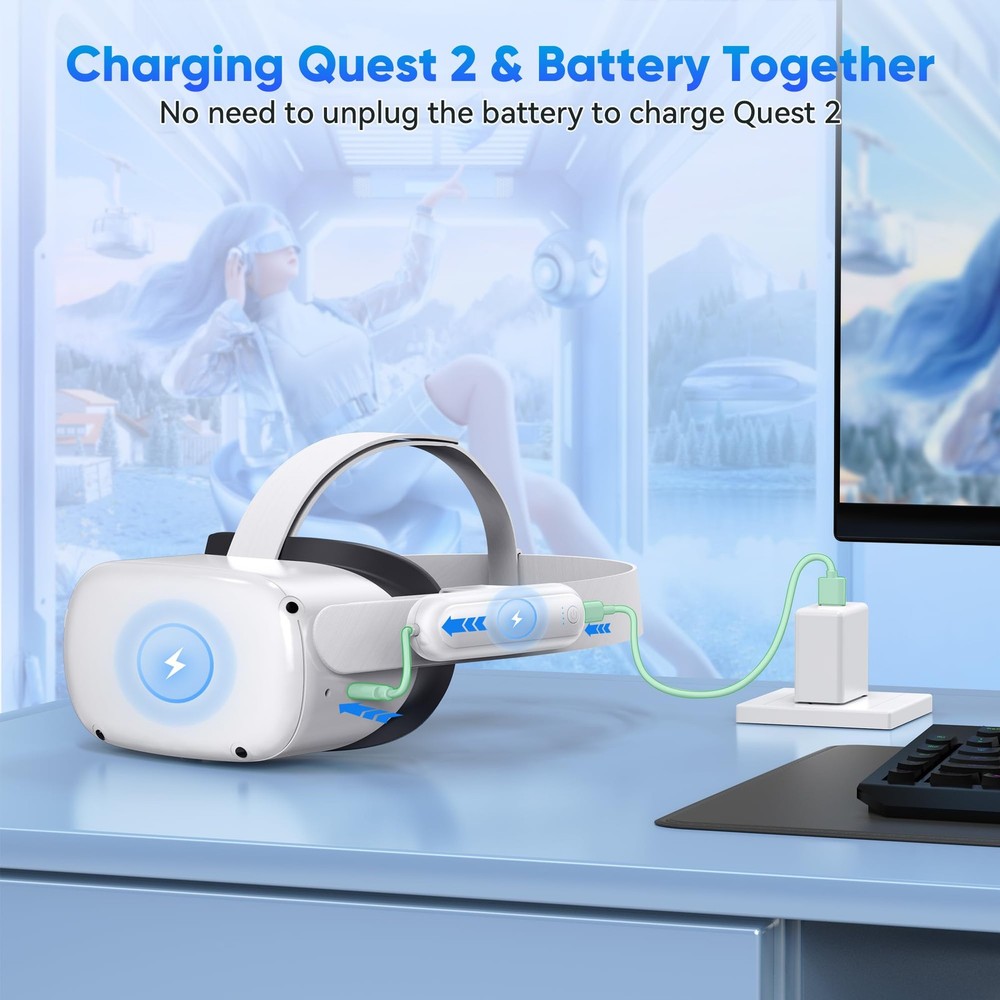 Extended Battery Pack for Oculus Quest 2 20000mAh, Fast Charging, 2Pack