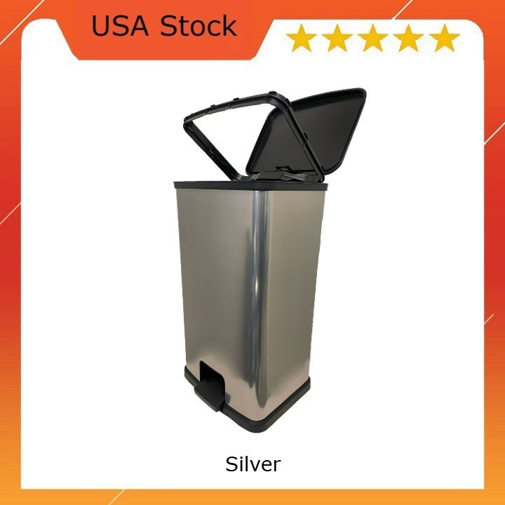 Mainstays Kitchen Trash Can, 13.2 Gallon Plastic Step Garbage Bin with Lid