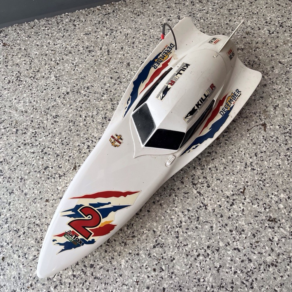 Vintage Super Power Wingrush R/C Speed Boat With Remote Control Untested