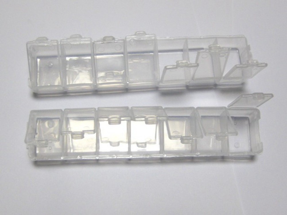4 Clear Bar Shape Beads Display Storage Container Box 7 compartments 152X30mm