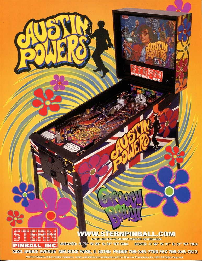 Austin Powers Pinball Flyer Mint / Brochure / Ad