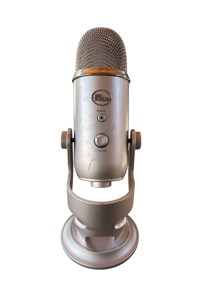 Blue Yeti Silver USB Microphone w/ Adjustable Stand, Mute, Gain, Volume Control