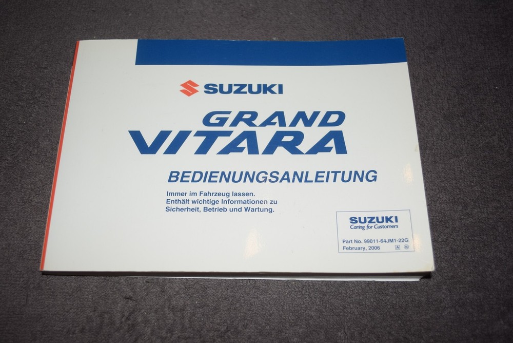 Operating Instructions Manual Suzuki Grand Vitara Type JT First Class