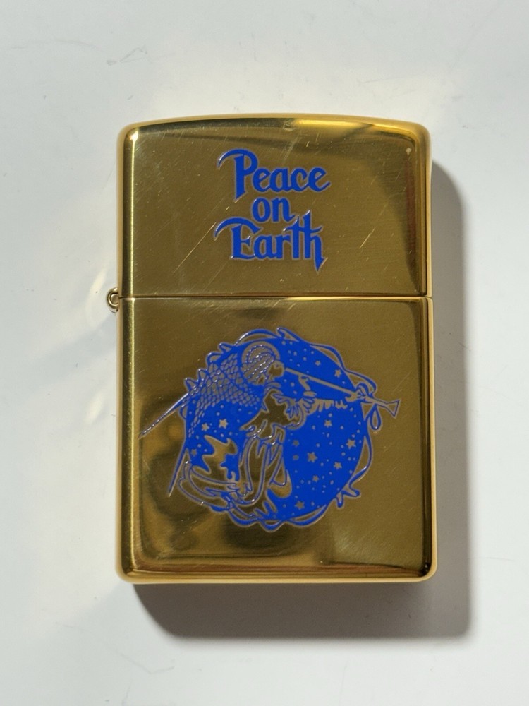 Zippo Gold Tone Peace on Earth Lighter