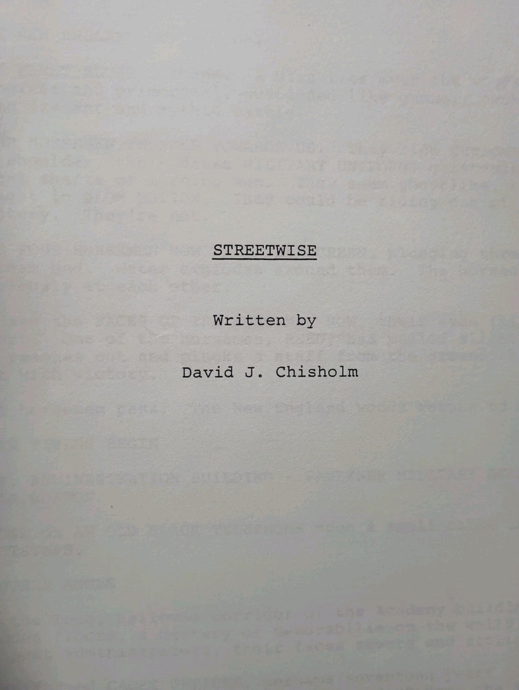 Streetwise (1985) Unproduced Movie Script by David Chisholm