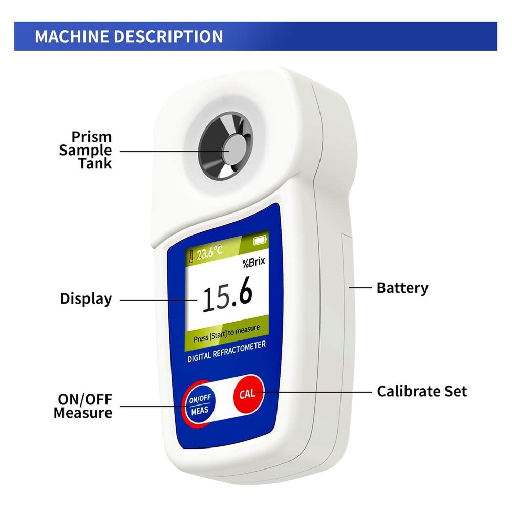 Digital Brix Refractometer Flagfront brix Meter Refractometer Automatic Tempe...