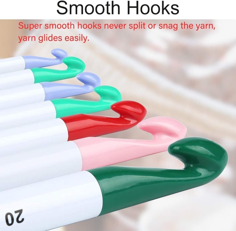 Big Size Crochet Hook Set - 7pc 7mm-20mm Huge 7 Hooks, Multicolor