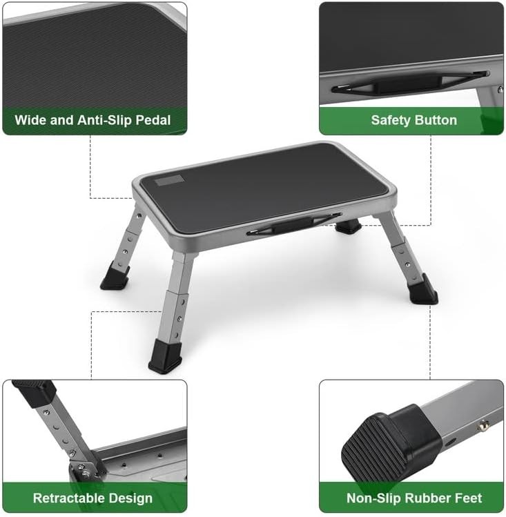 Multi-Purpose Foldable Step Ladder with Thick Rubber Feet - 330lbs Capacity