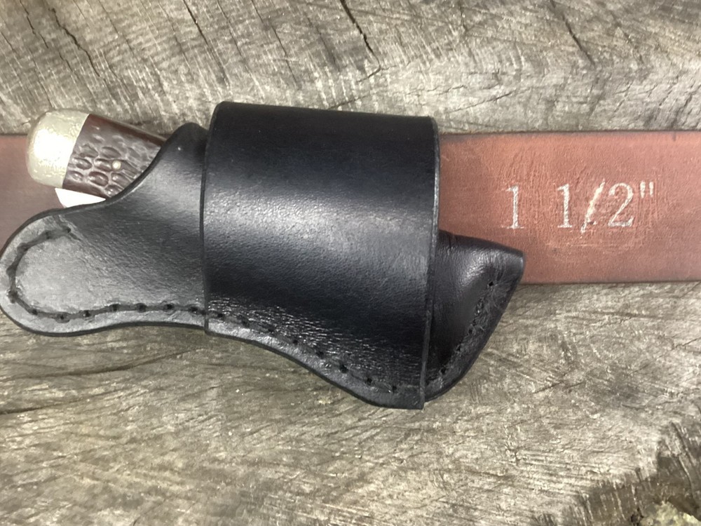 Leather Folding Knife Sheath Horizontal Trapper Size(Sheath Only)