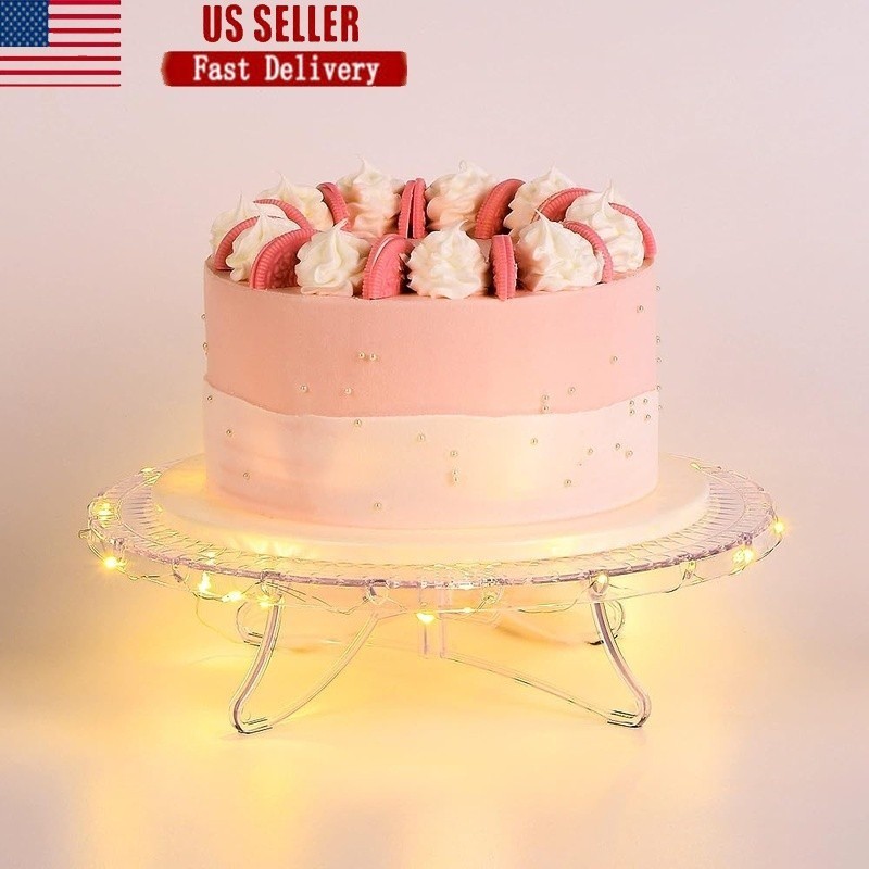Extra Large Cake Stand W/ Lace Design String Lights Non Slip Easy Clean New