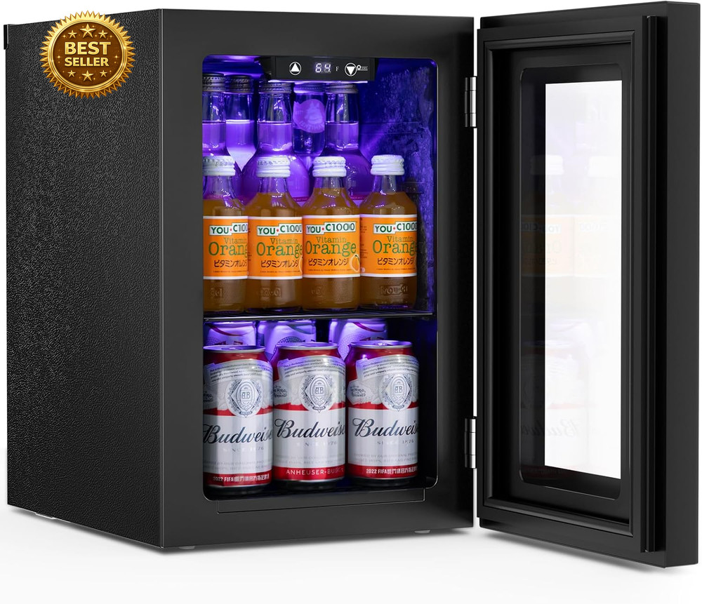 18L Beverage Refrigerator Cooler – 24 Can Mini Fridge with Compressor Cooling