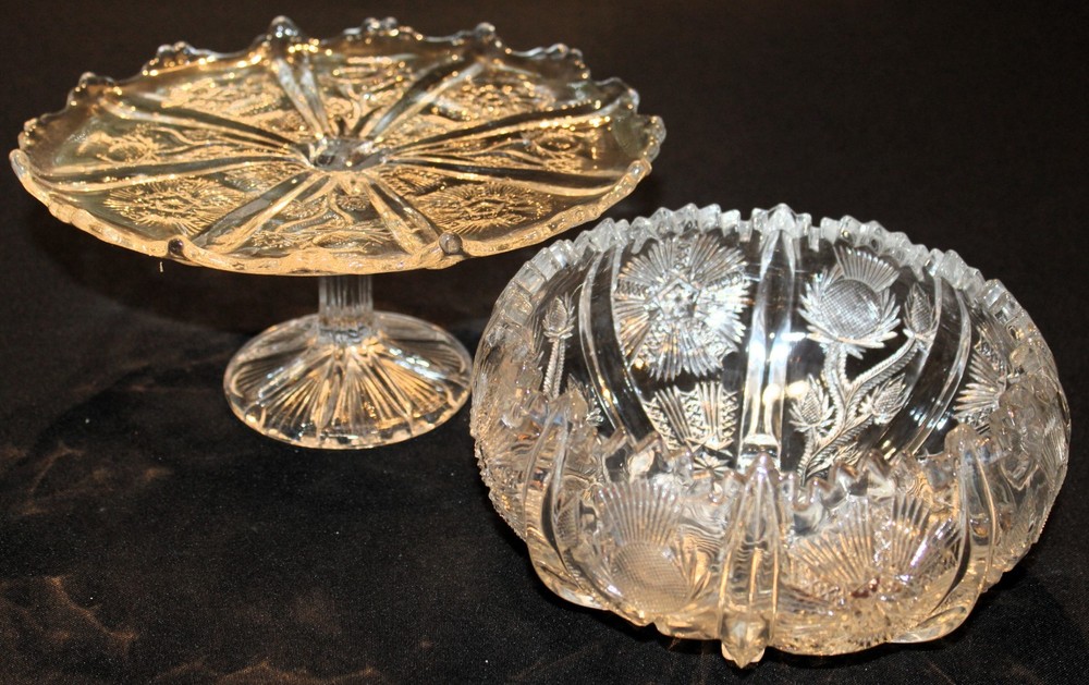 Paneled Thistle Bowl & Cake Stand