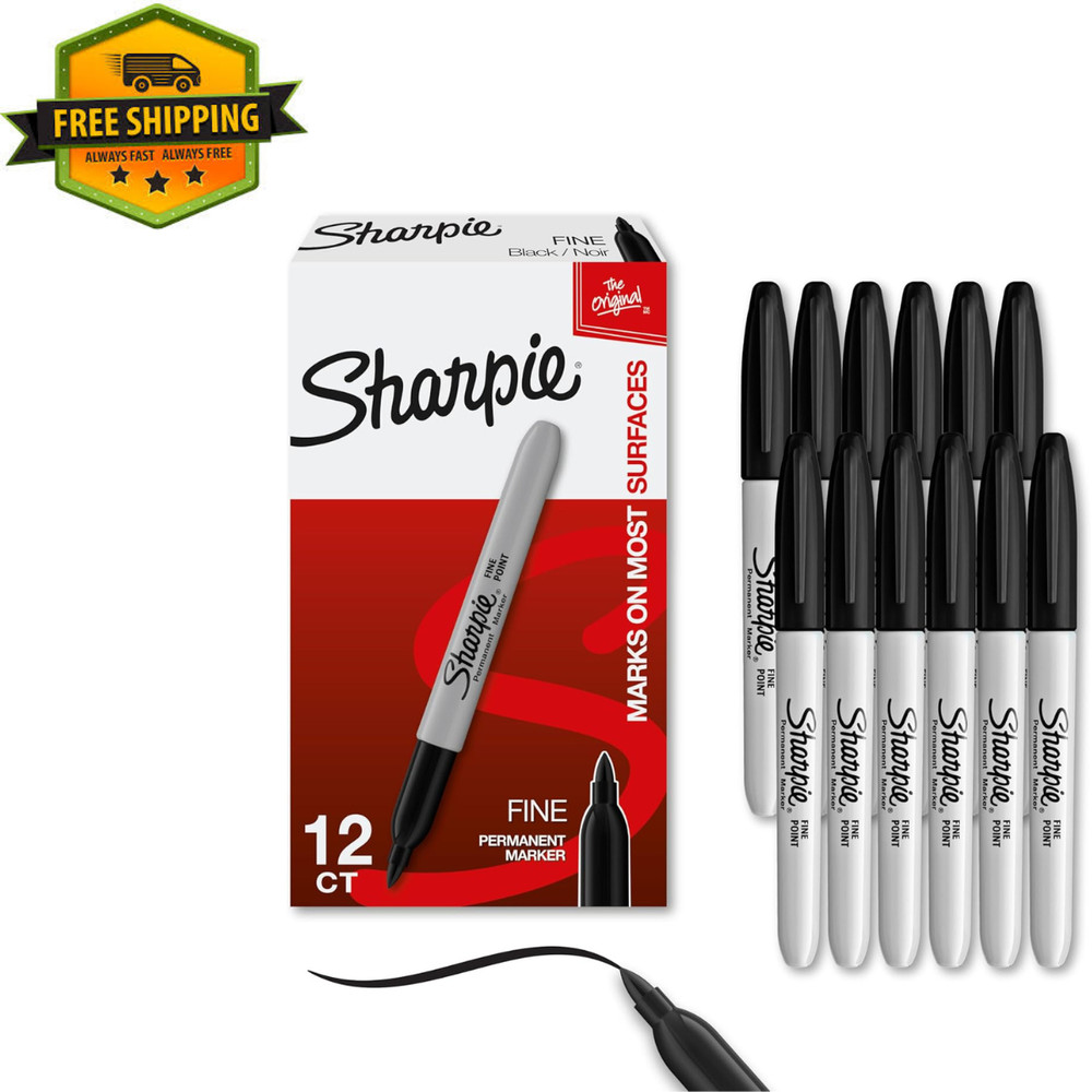 Sharpie Permanent Markers Fine Point Black 371792