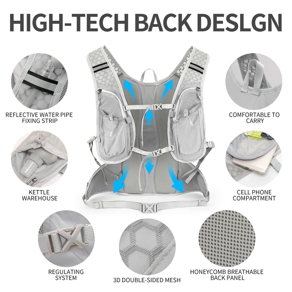 Hydration Pack Backpack, Lightweight Water Backpack with 2L Leakproof Hydrati...