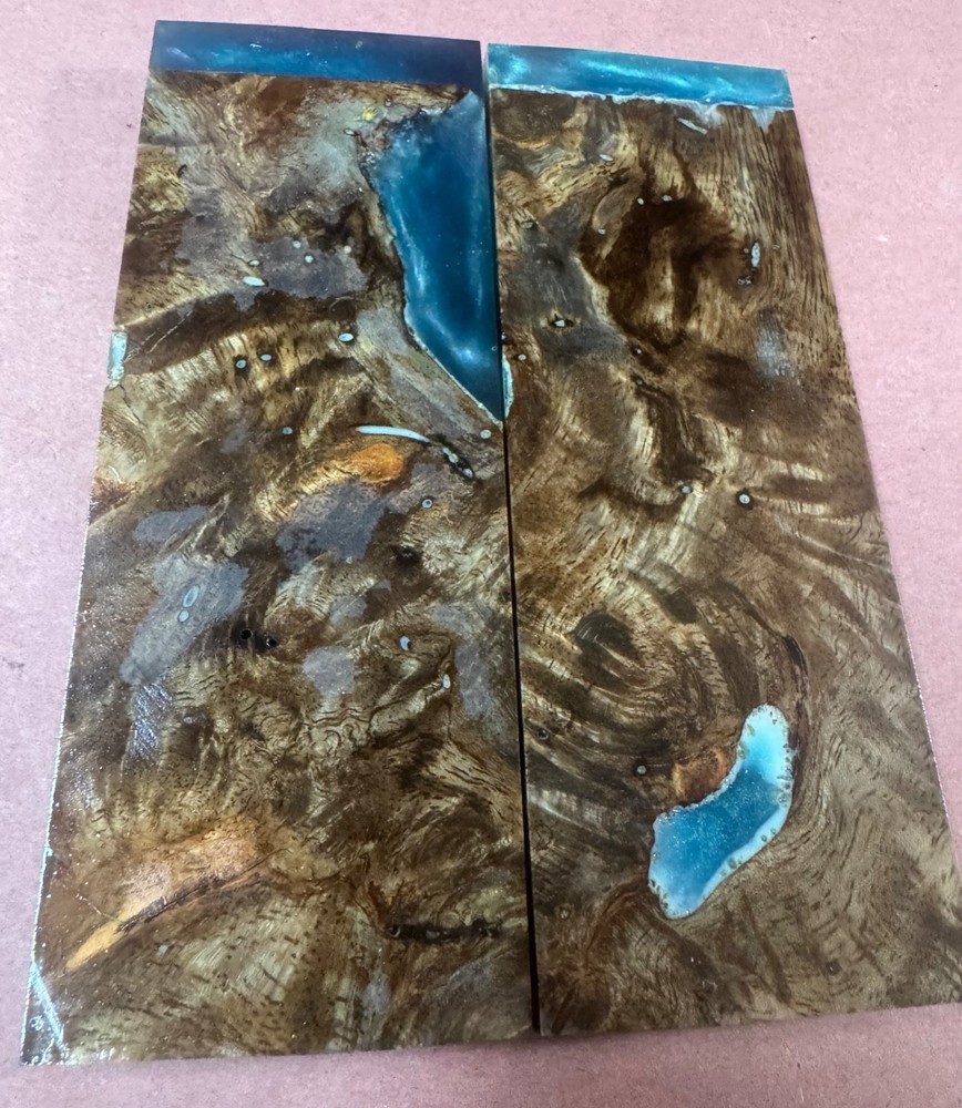 STABILIZED HYBRID MANGO BURL, OVERSIZED KNIFE SCALE,TOOL HANDLES MB48