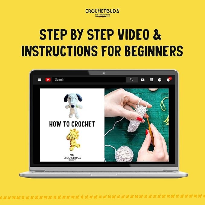 DIY Dog & Bird Crochet Kit | Beginner Craft Gift with Hook & Tutorials