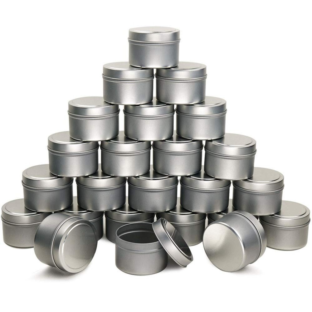 EricX Light Candle Tin 24 Piece, 4 oz, for Candle Making silver