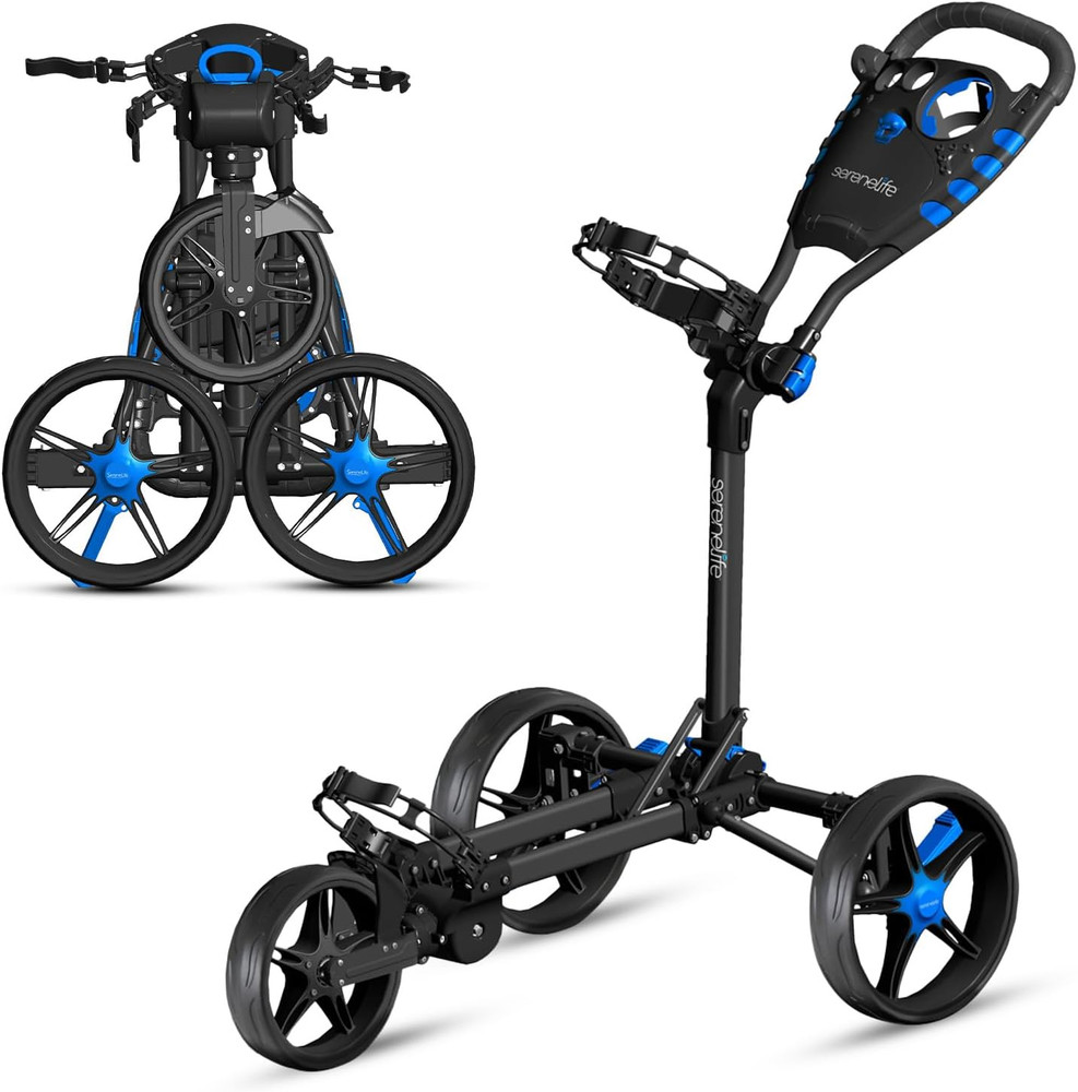 Golf Push Pull Cart – Lightweight, Foldable, Bag Holder with Adjustable Handle,