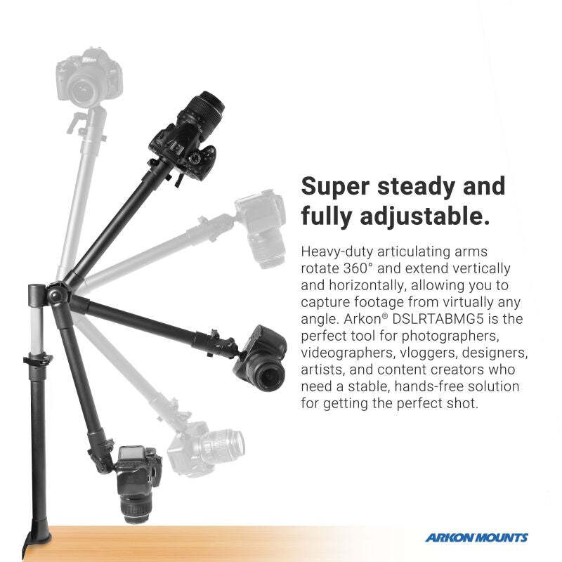 Arkon DSLRTABMG5 Overhead Camera Mount. Includes Camera, Tablet, & Phone Holders