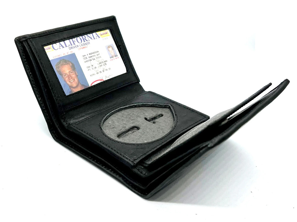 Genuine Leather Badge Shield Card Wallet License ID Holder