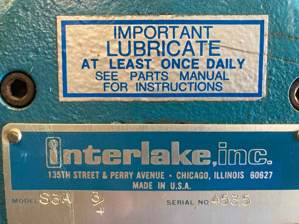 Interlake S3A 3/4 single-head Stitcher Machine capable of stitch flat and saddle