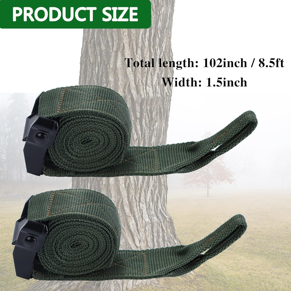 2 PCS 8.5Ft Hunting Tree Stand Straps Climbing Stick Replacement Cam Strap