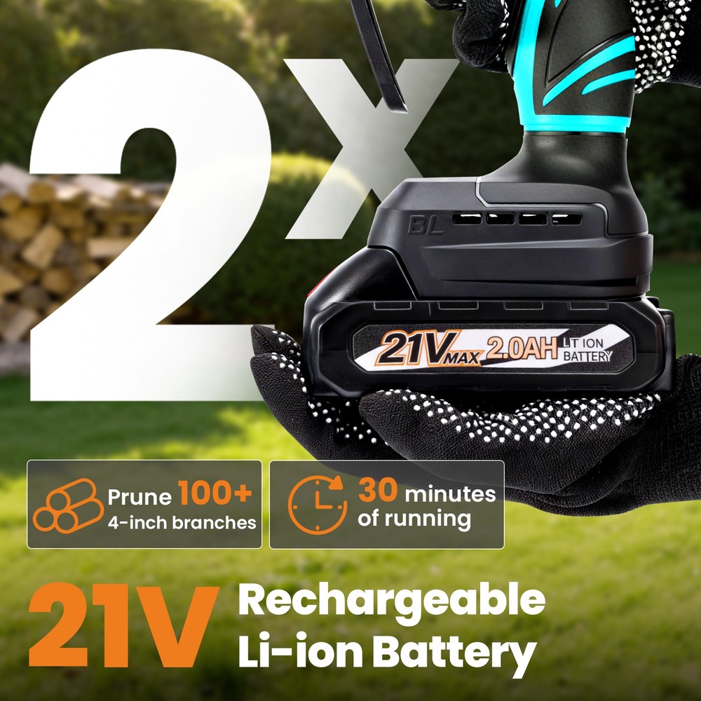 21V Cordless for Mini Chainsaw 2000mAh Rechargeable Battery 3 Chains Handheld