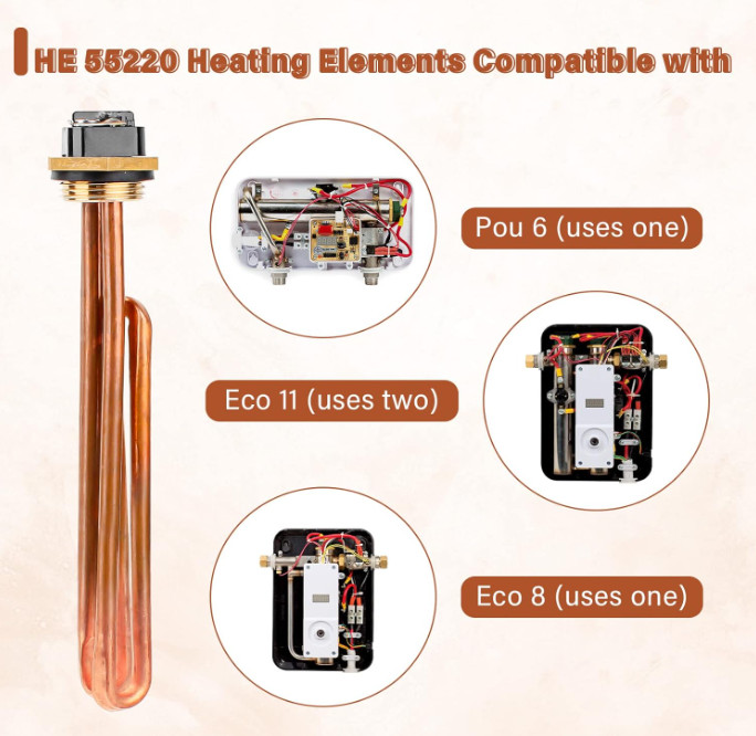 Heater Element 55220 Replacement for E'co Pou 6/Eco 8/Eco 11 Electric Tankless