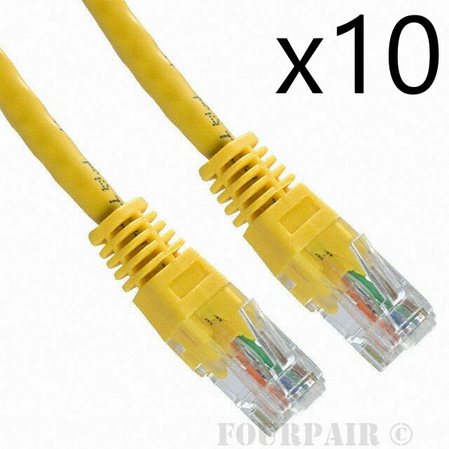 10 Pack Lot - 5ft CAT6 Ethernet Network LAN Router Patch Cable Cord Wire Yellow