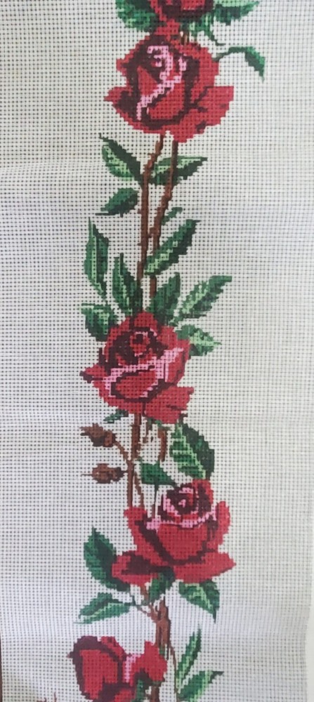 Needlepoint Canvas - Vertical Roses Pattern - #K69 - Canada - 8" x 39"