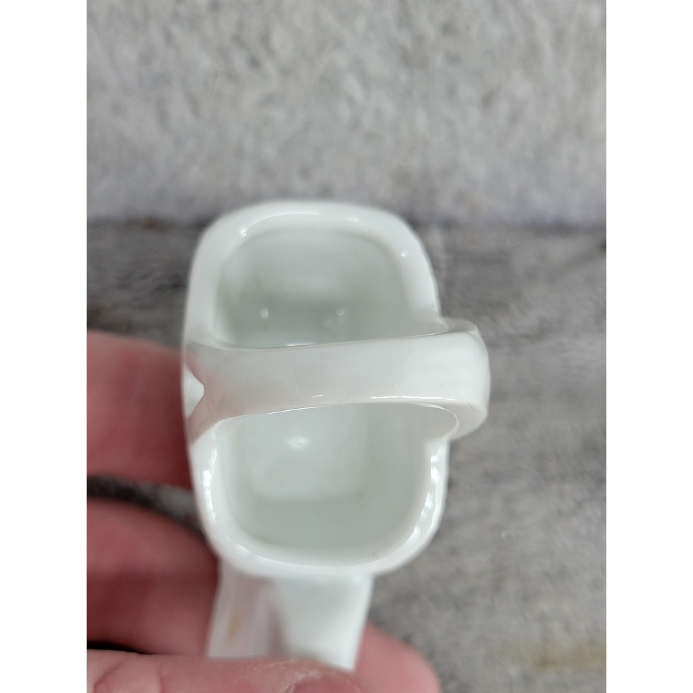 Small White Ceramic Basket Floral Name Plate Accessory