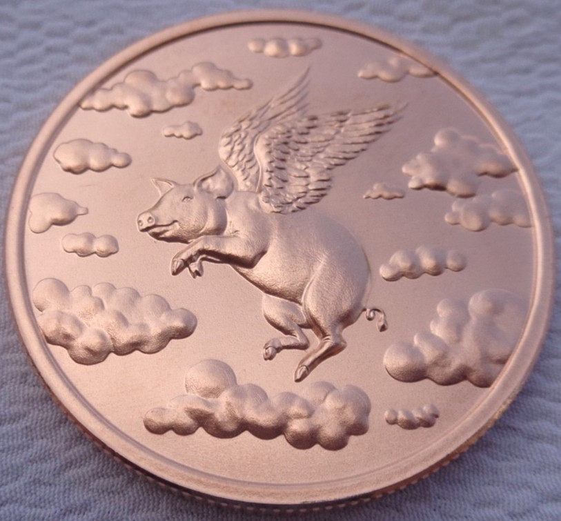 1 oz. WHEN PIGS FLY .999 fine copper round