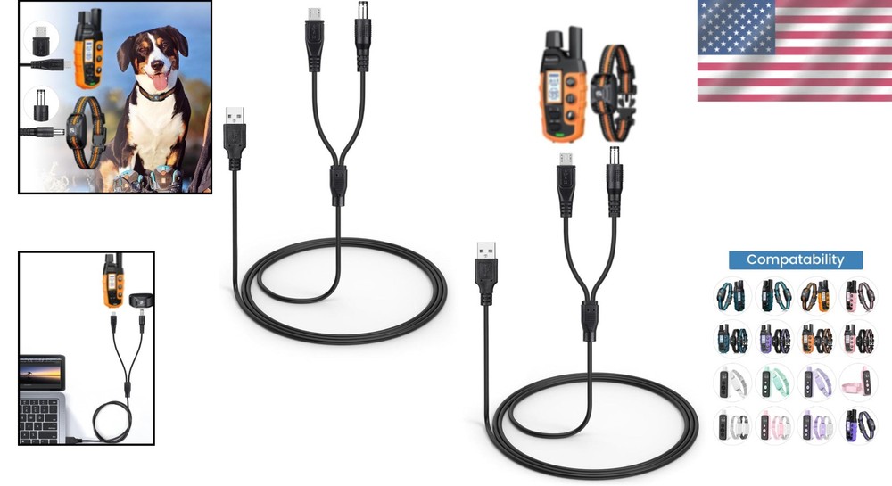 Dual Charging Solution: 2-Pack USB Cord for Bousnic RS2A, RS2B Training Collars