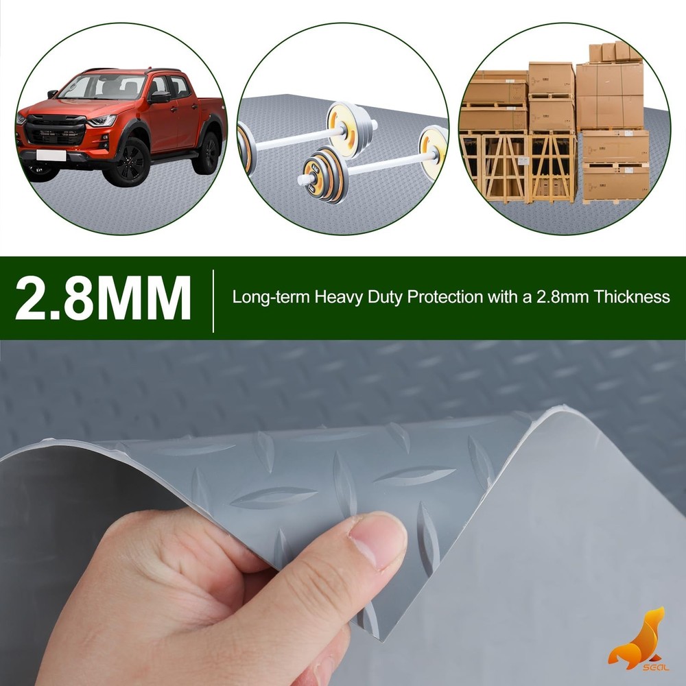 SEAL 4 x 6 Ft Premium Garage Floor Mat, Solid 2.8mm Thick Lay-Flat Gray Comme...