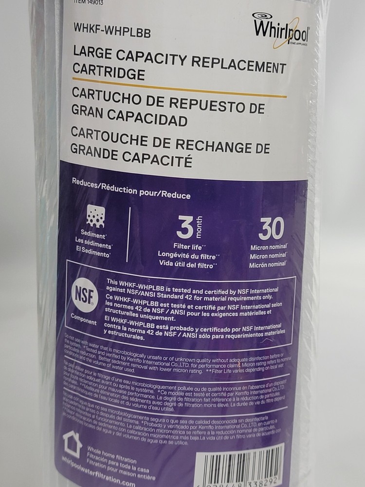 Whirlpool WHKF-WHPLBB Large Capacity Whole House Replacement Filter 30 Micron