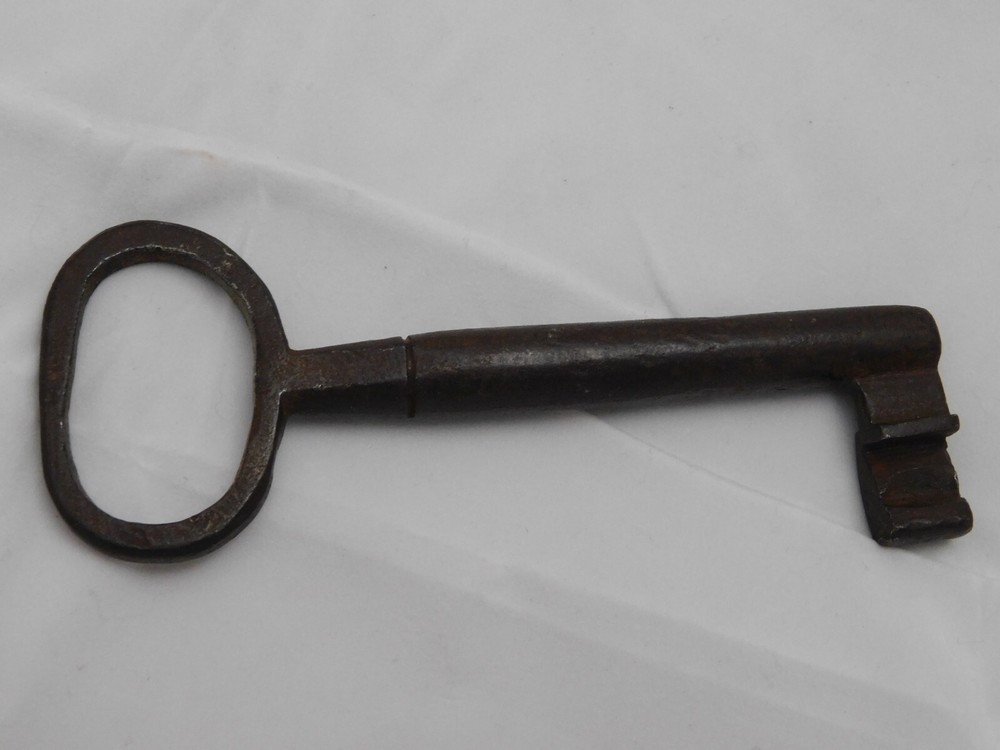 Large Antique Wrought Iron Open Barrel Key 5-1/4"